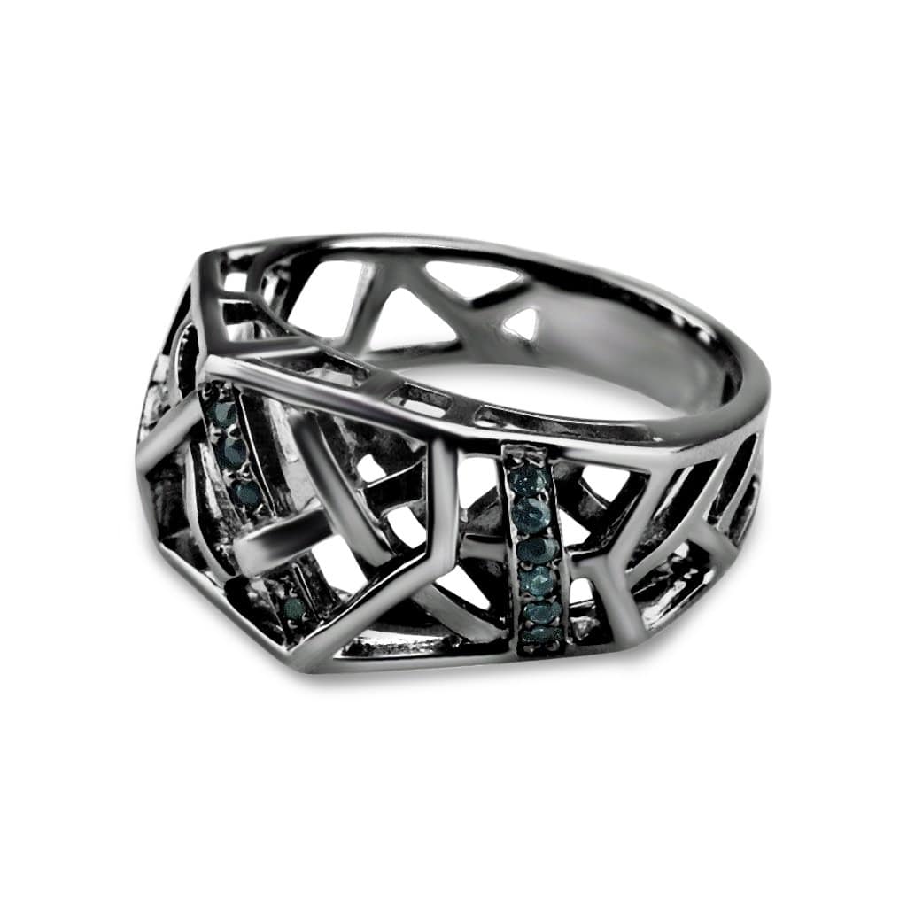 Rhodium Plated Crossover Topaz Ring