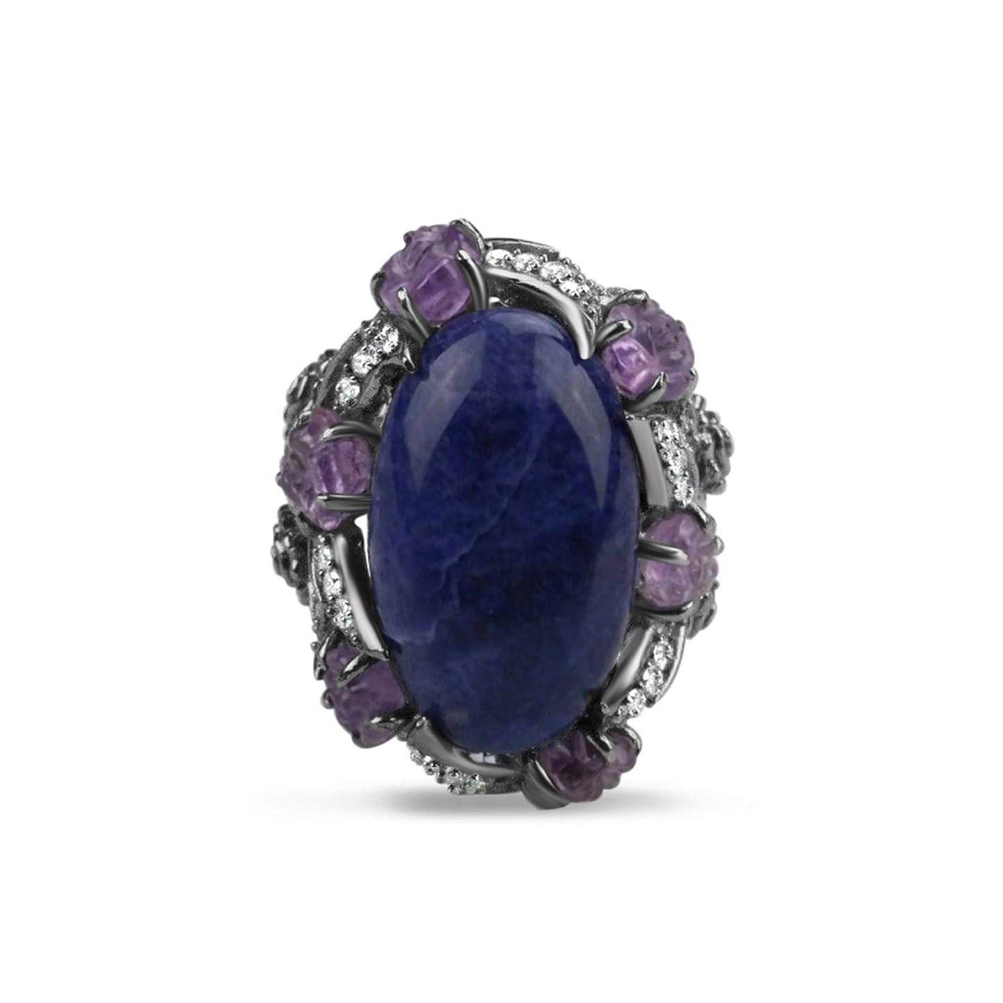 Sterling Silver Sodalite & Amethyst Cocktail Ring