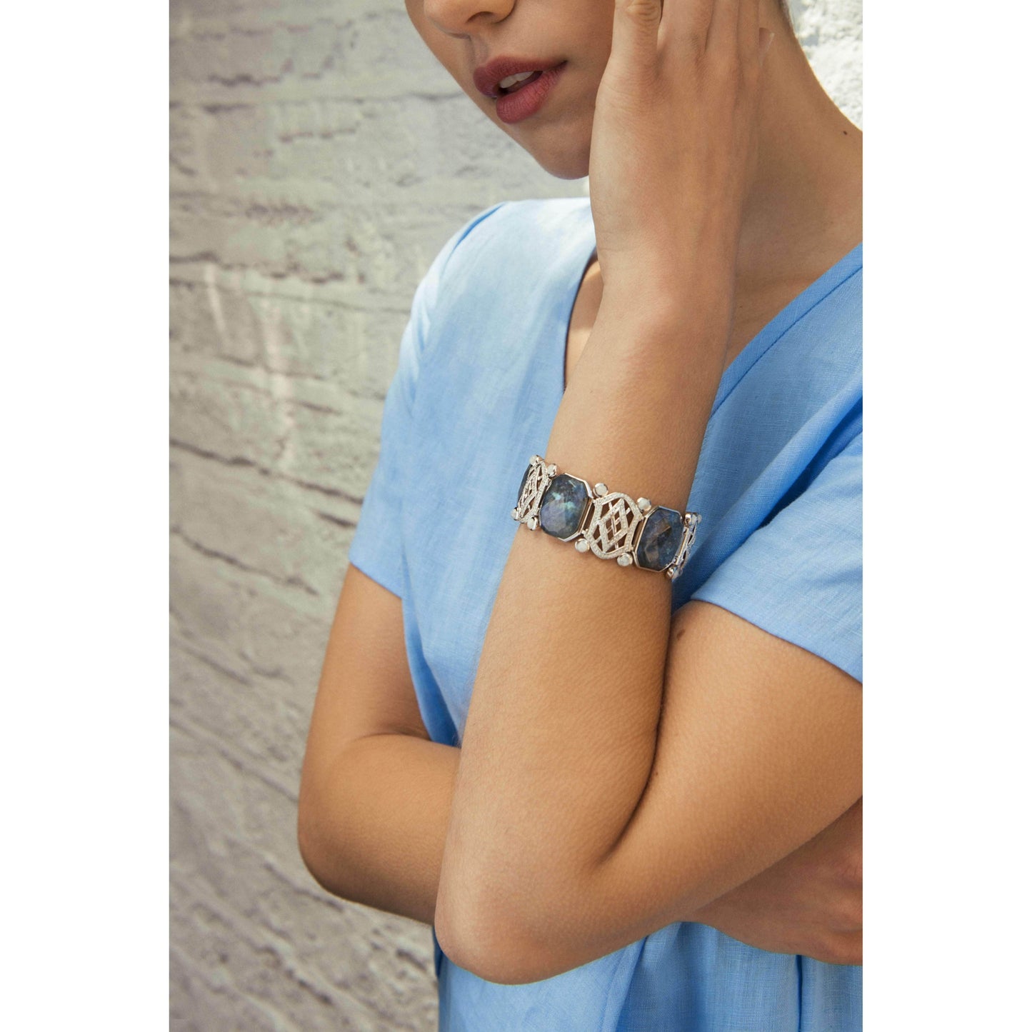 Sterling Silver Large Labradorite Bracelet