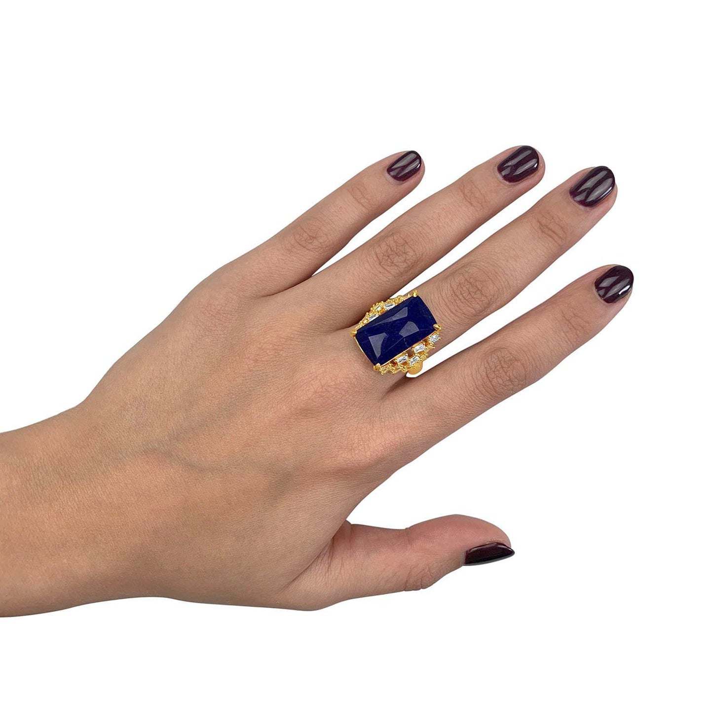 Gold-plated Silver Lapis Lazuli Cocktail Ring