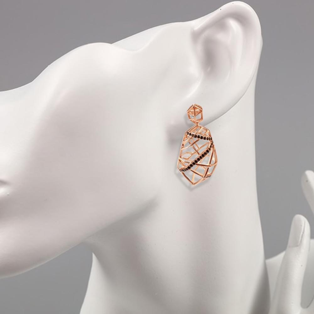 Rose Gold Plated Silver Openwork Quartz Earrings