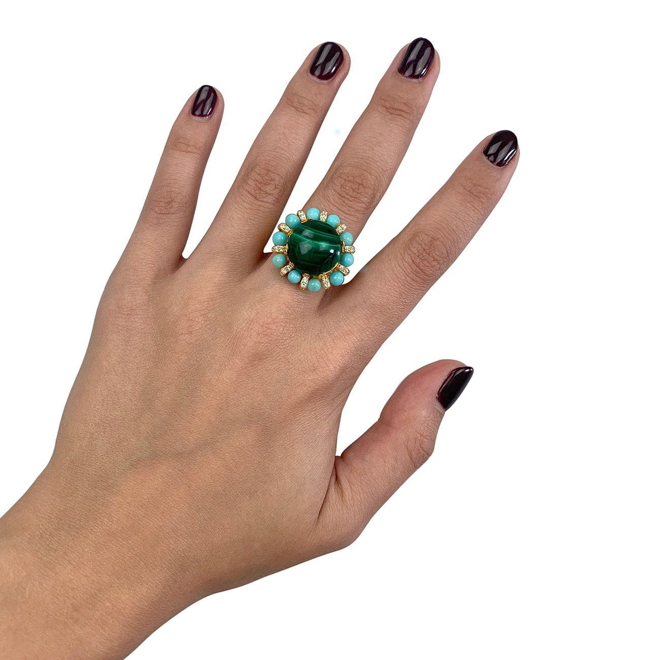 Sterling Silver Malachite Cocktail Ring