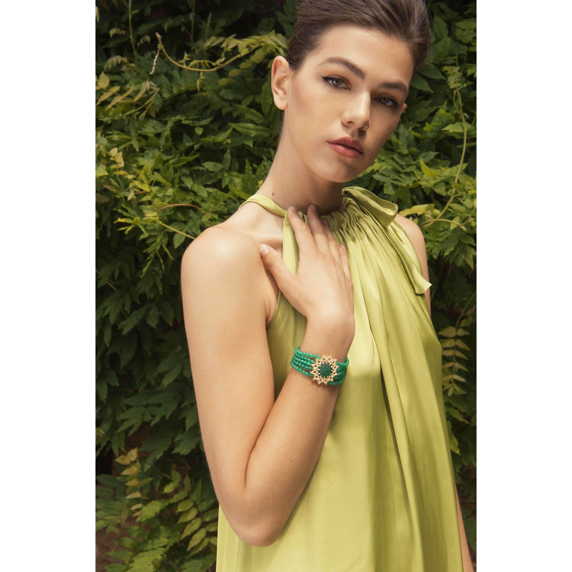 Bellus Domina Sterling Silver Green Agate Bracelet