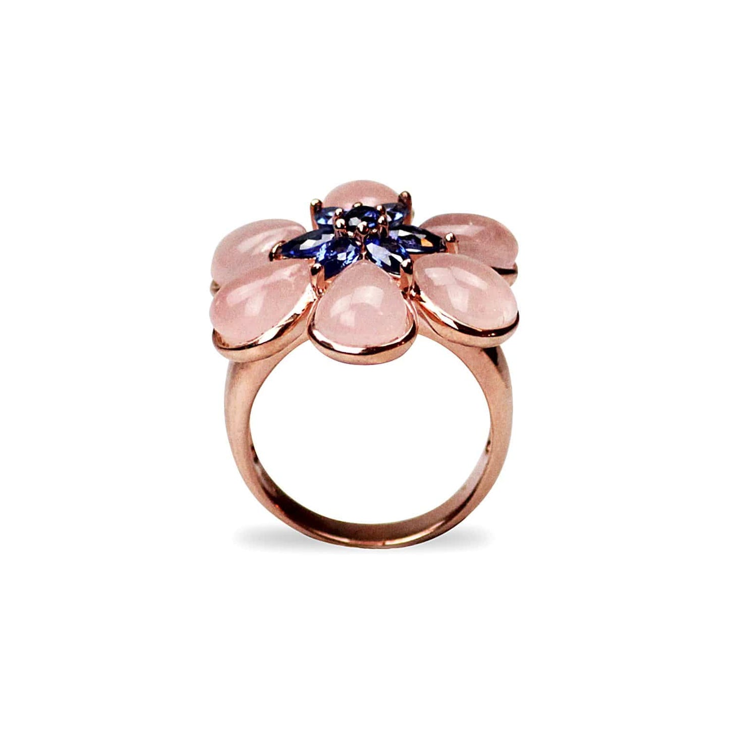 Gold Plated Quartz Flower Ring
