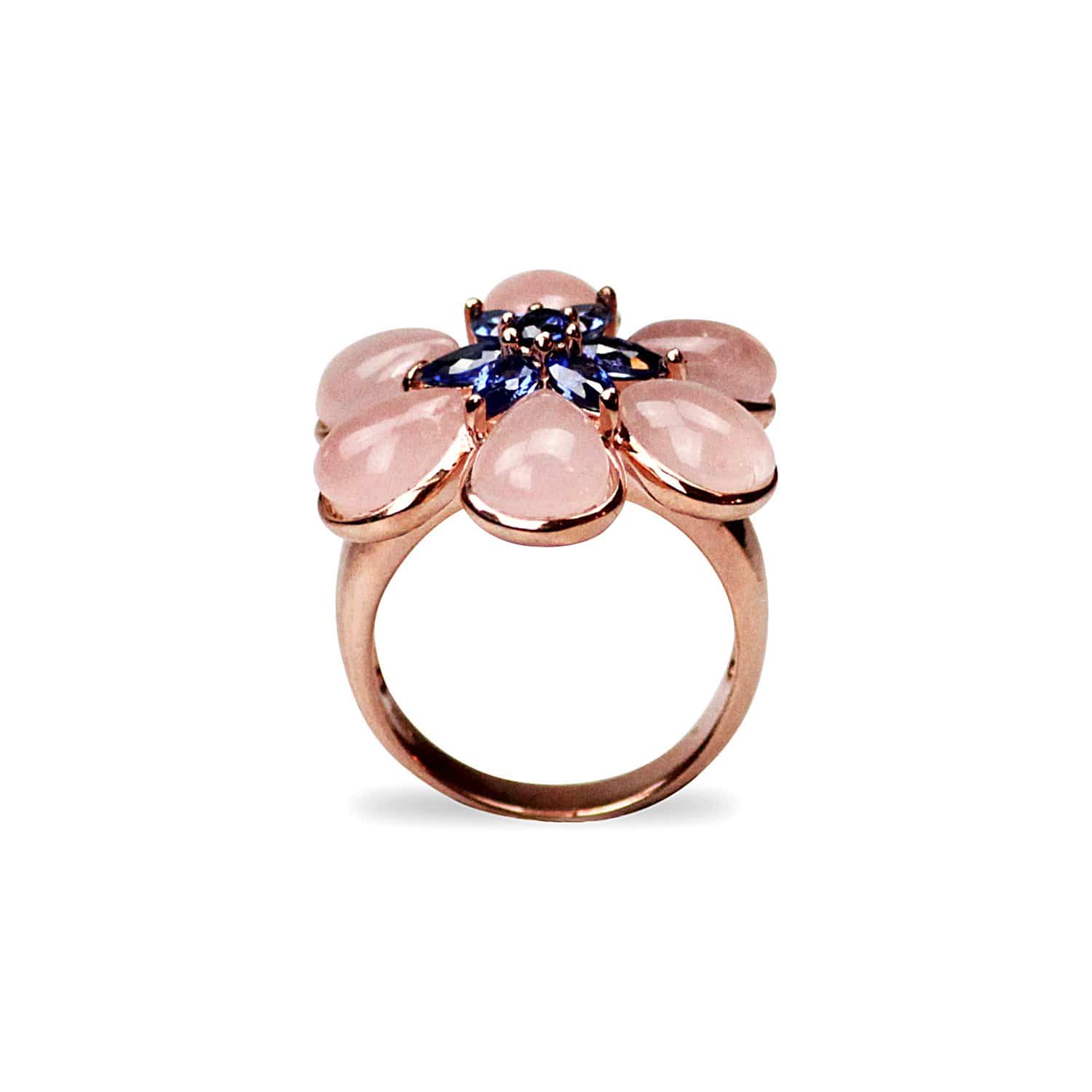 Gold Plated Quartz Flower Ring