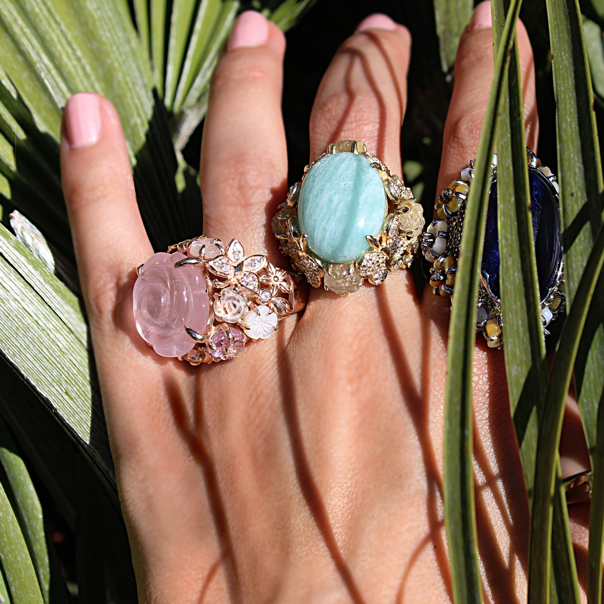 Gold Plated Amazonite Cocktail Ring