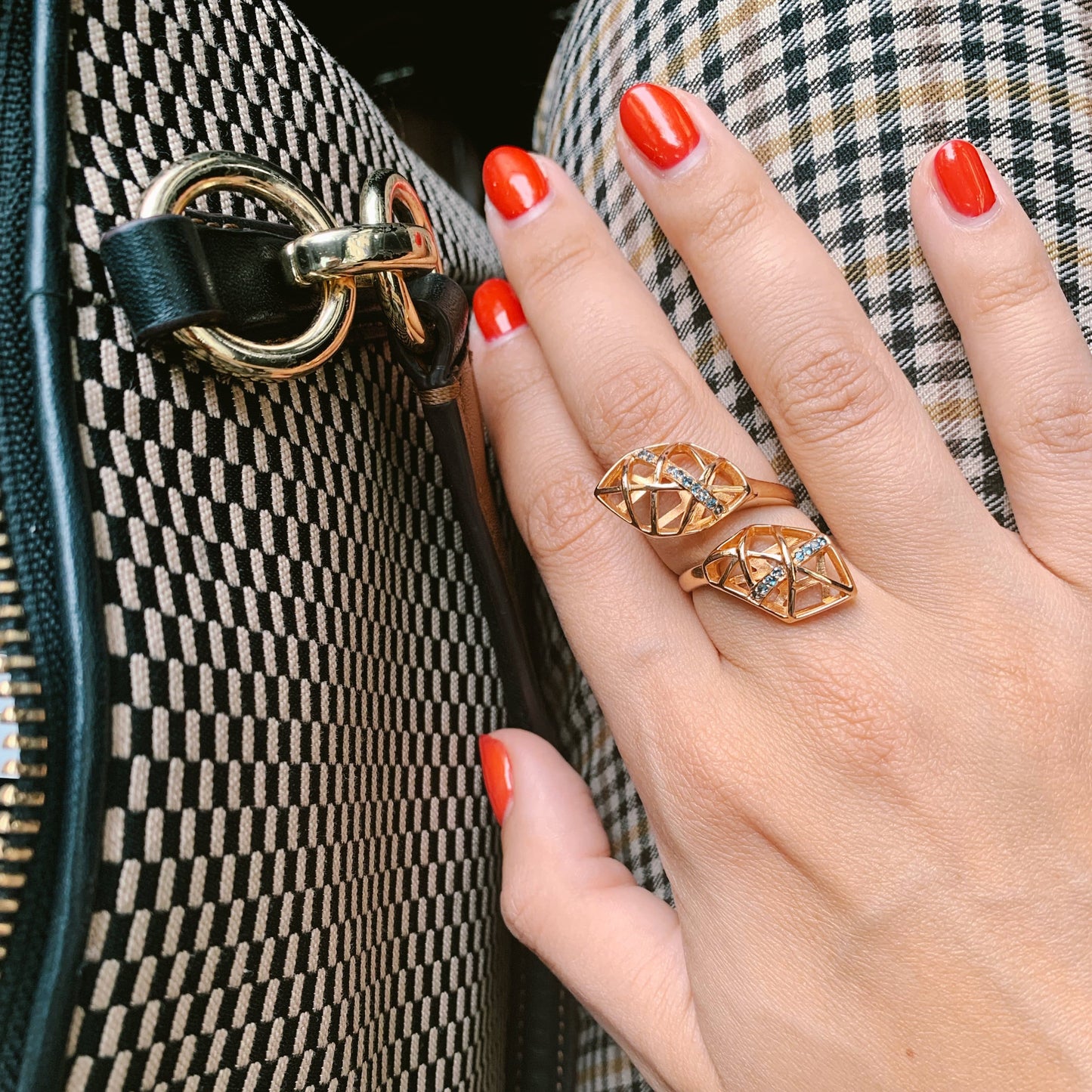 Rose Gold Plated Silver Topaz Helical Ring