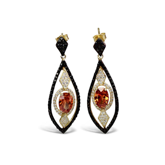 Sterling Silver Black Cubic Zirconia Drop Earrings