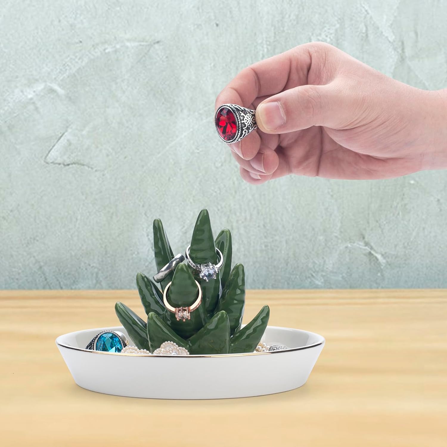 succulent jewelry holder Aloe Cactus Ceramic Jewelry Holder Dish – Bellus Domina