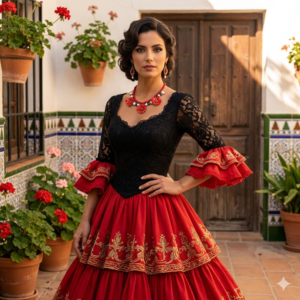 Natural Red Daisy & Pearl Necklace