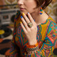 Gold Plated AG925 Adjustable Labradorite Triangle Ring