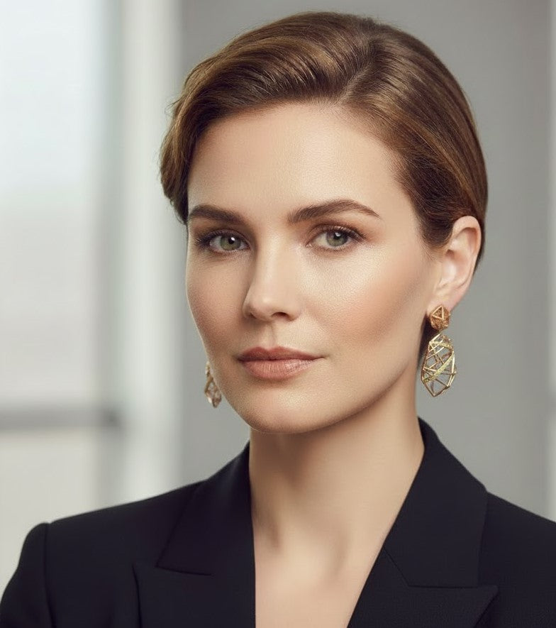 Gold Plated Silver Openwork Citrine Earrings