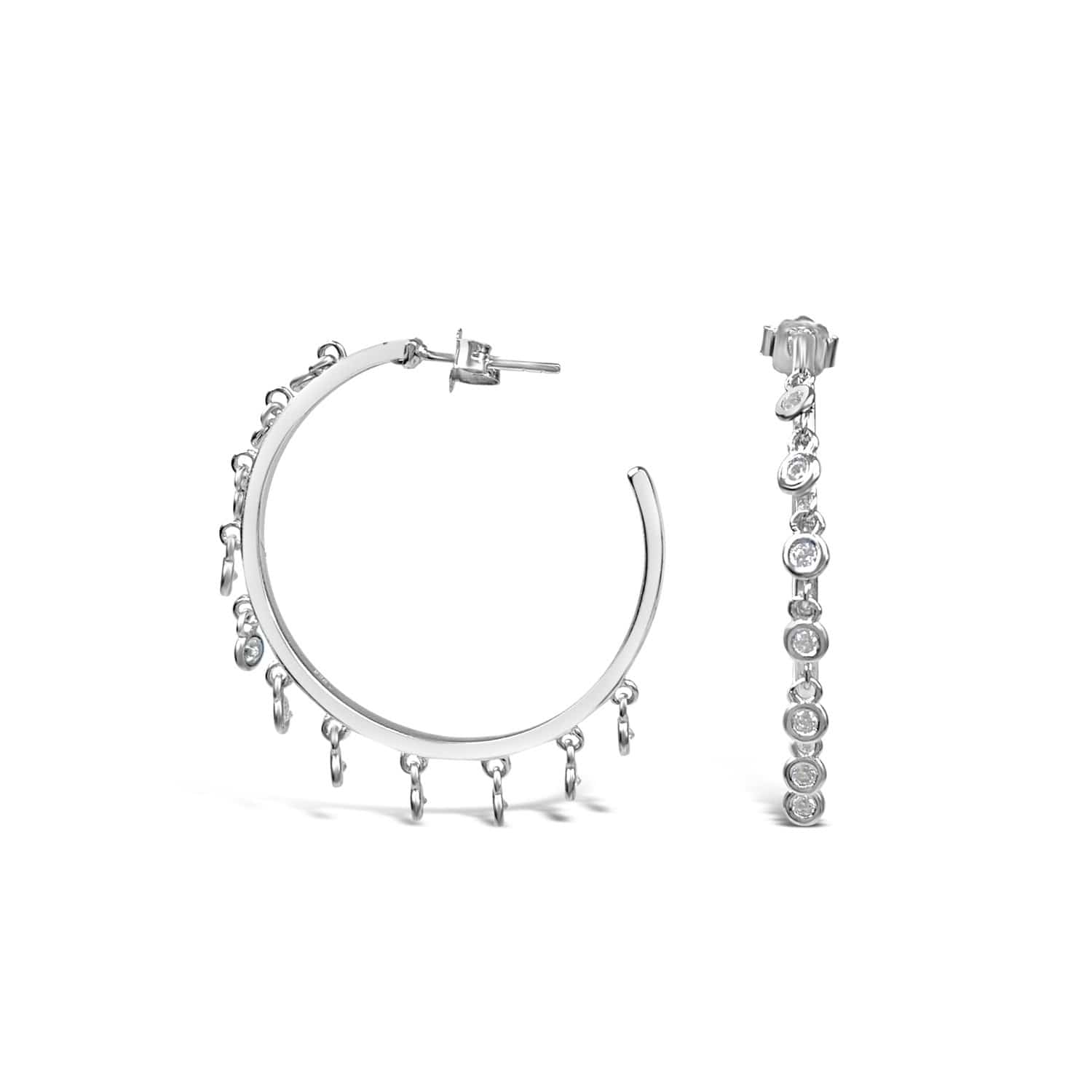 Sterling Silver Dangle Hoop Earrings