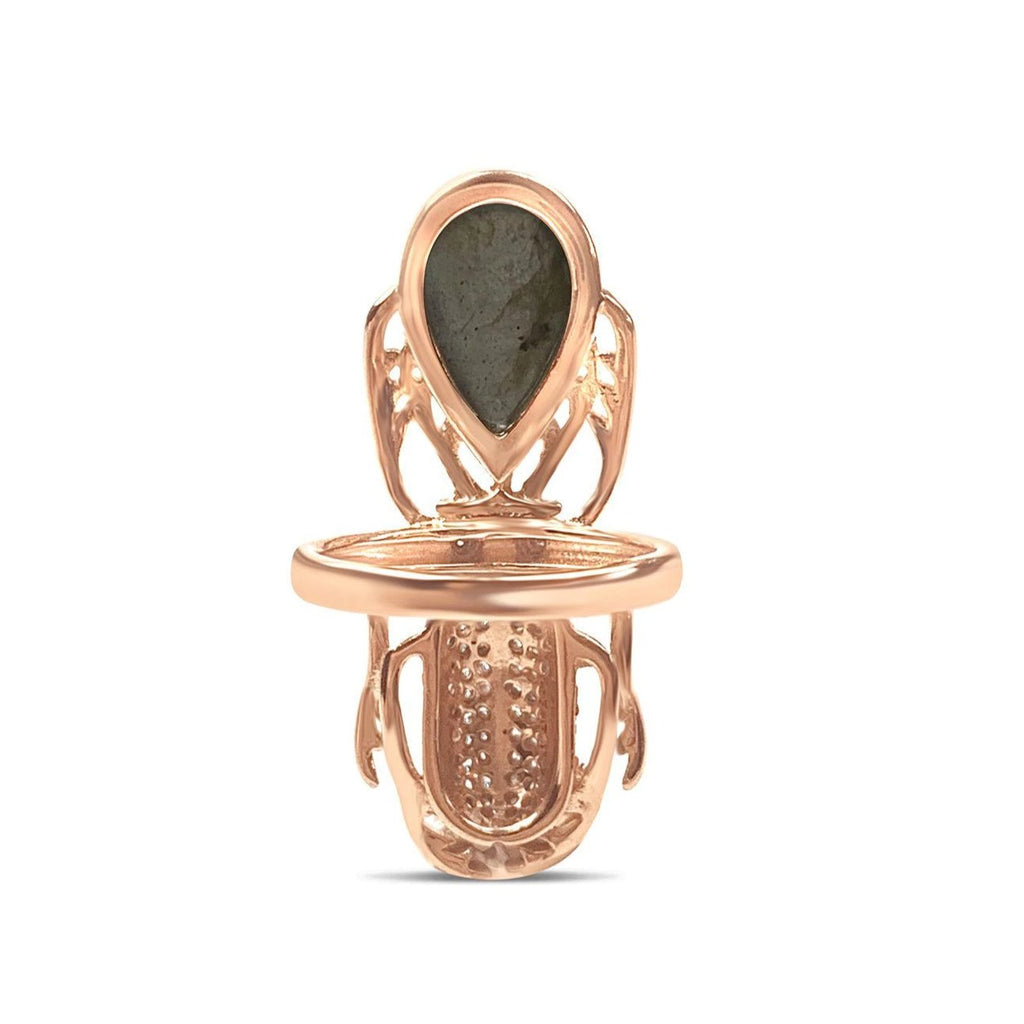 Gold-plated Silver Labradorite Beetle Ring