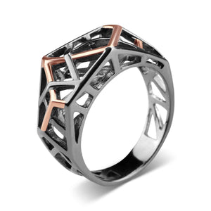 Silver Rhodium Plated Crossover Ring