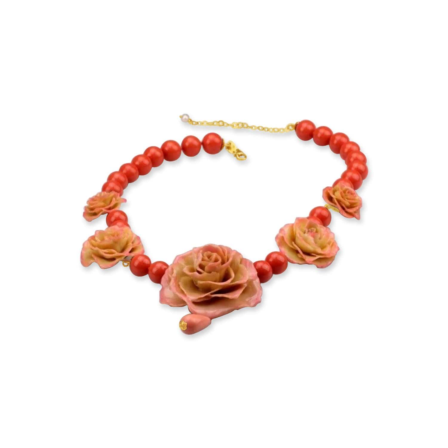 Natural Rose Coral Necklace