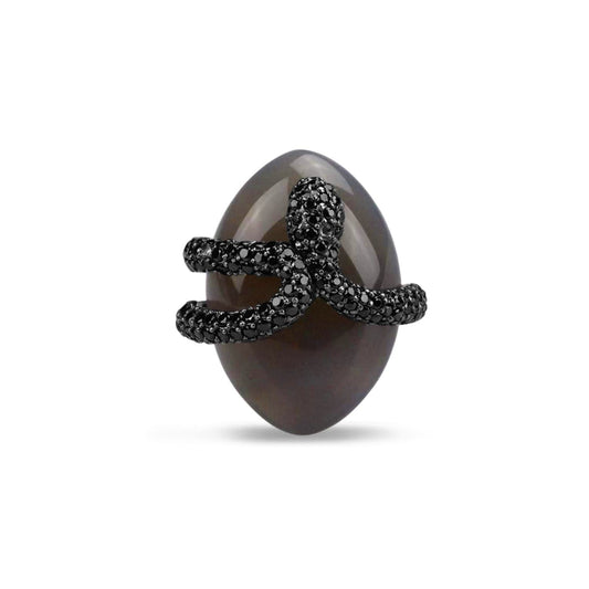 Agate Umbra Sea Snake Cocktail Ring