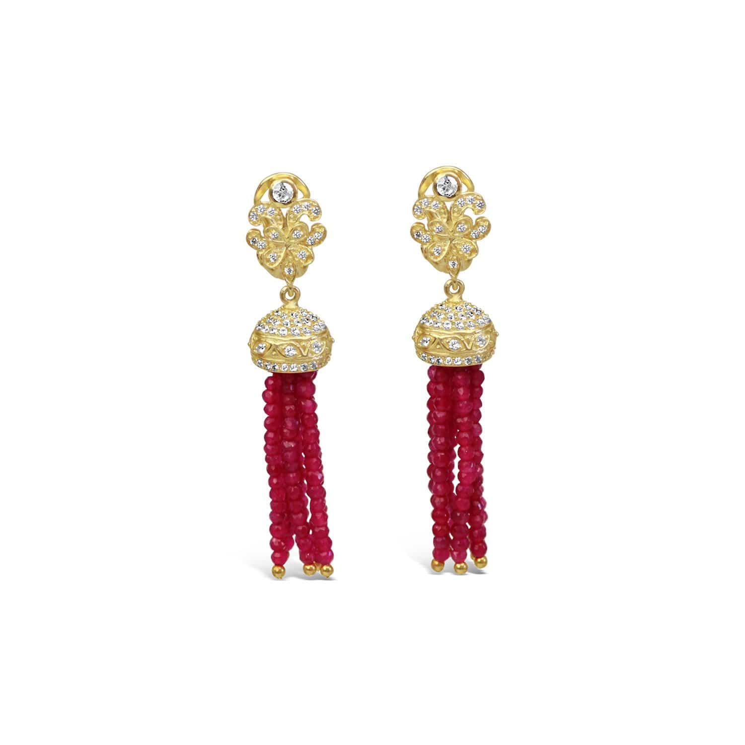 Sterling Silver Garnet Tassel Earrings