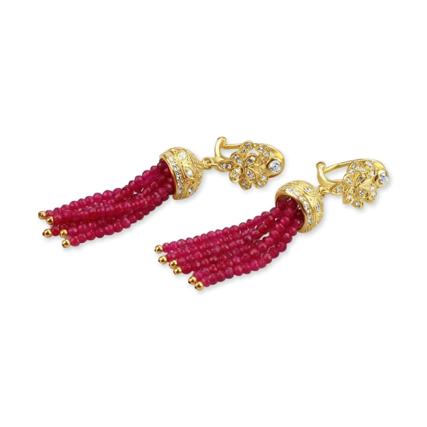 Sterling Silver Garnet Tassel Earrings