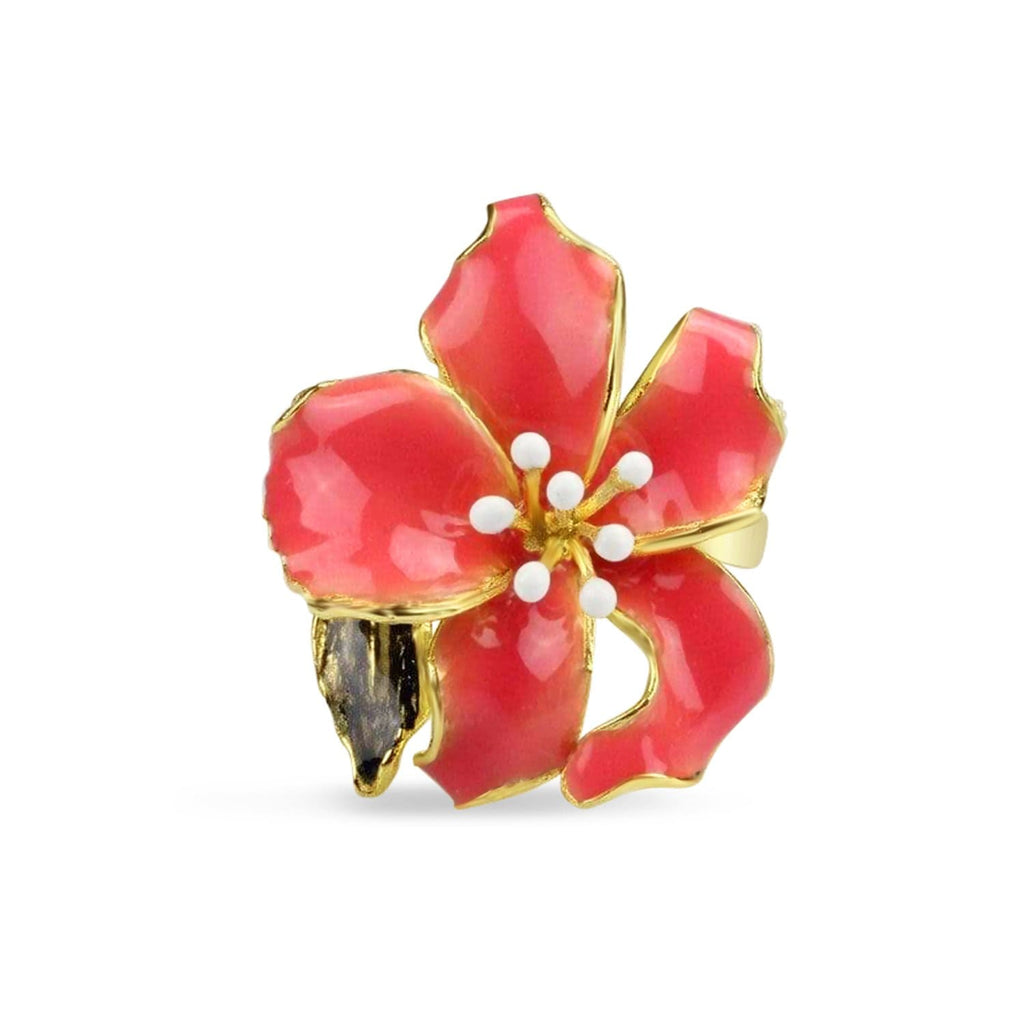 Sterling Silver Enamel Orchid Ring