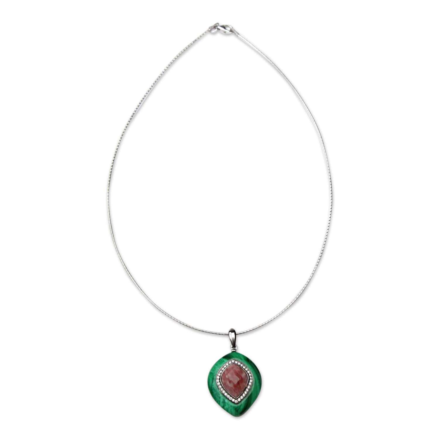 Silver Jasper and Malachite Necklace