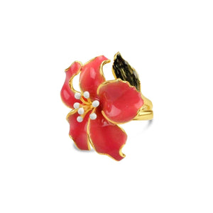 Sterling Silver Enamel Orchid Ring