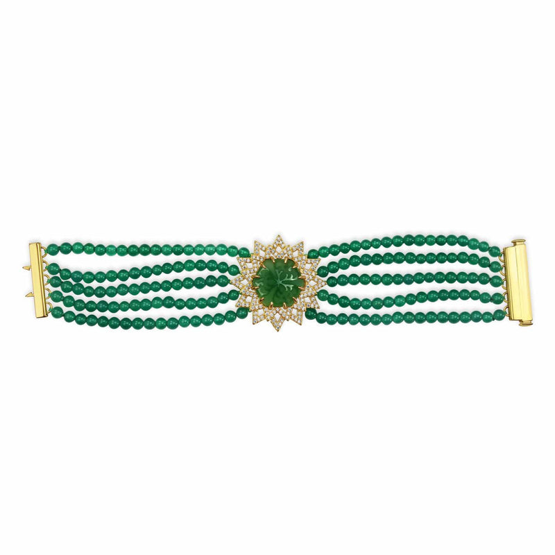 Sterling Silver Green Agate Bracelet