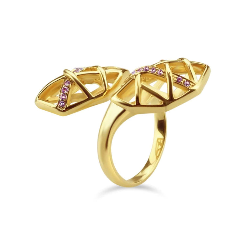 Gold Plated Amethyst Helical Ring