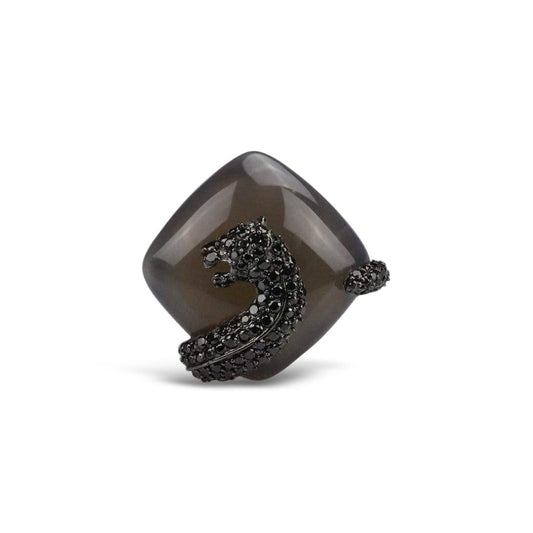 Agate Umbra Panther Cocktail Ring