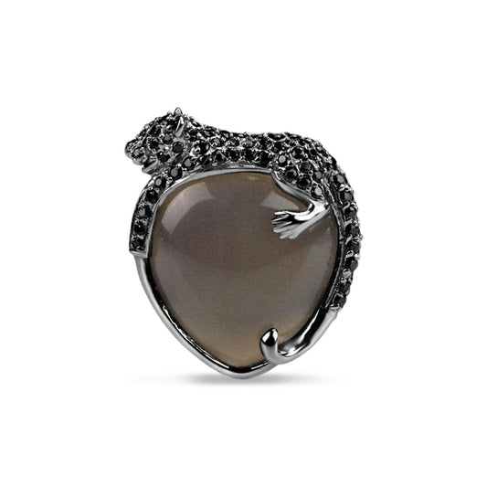 Agate Umbra Black Panther Cocktail Ring