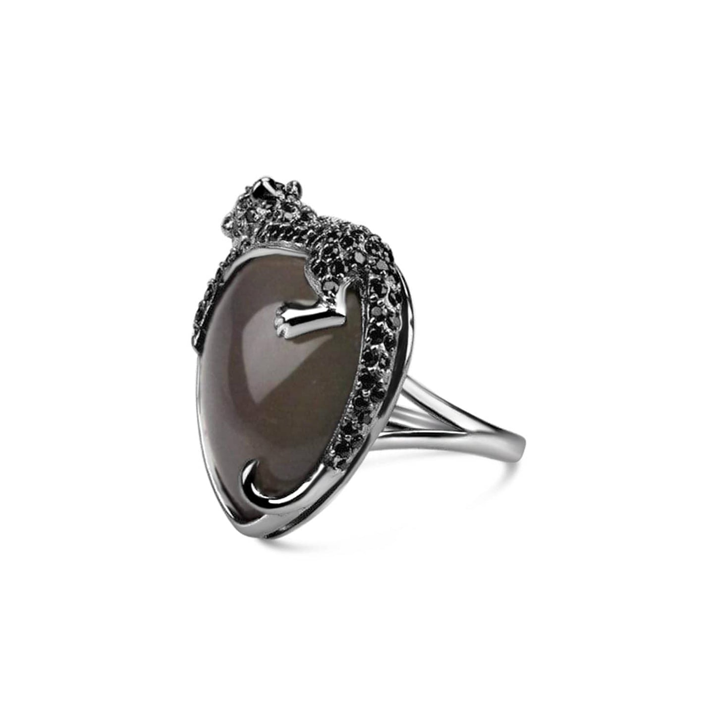 Agate Umbra Black Panther Cocktail Ring