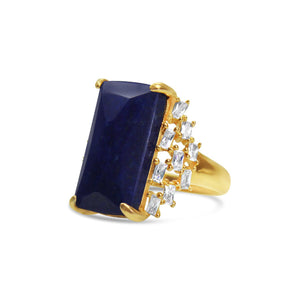 Gold-plated Silver Lapis Lazuli Cocktail Ring