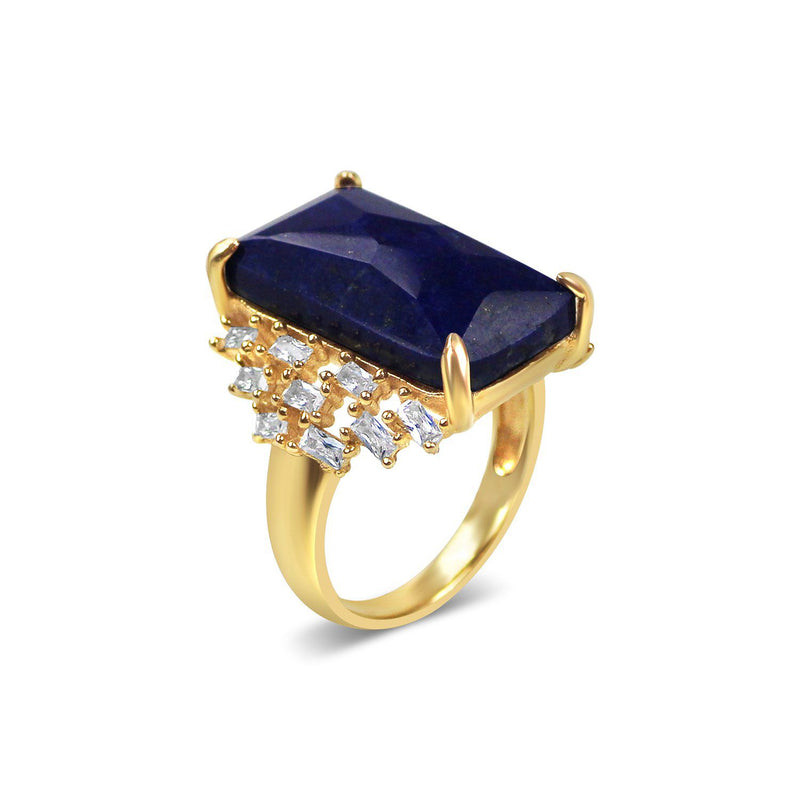 Gold-plated Silver Lapis Lazuli Cocktail Ring