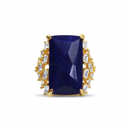 Gold-plated Silver Lapis Lazuli Cocktail Ring