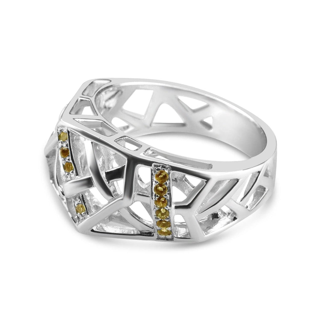 White Gold Plated Crossover Citrine Ring