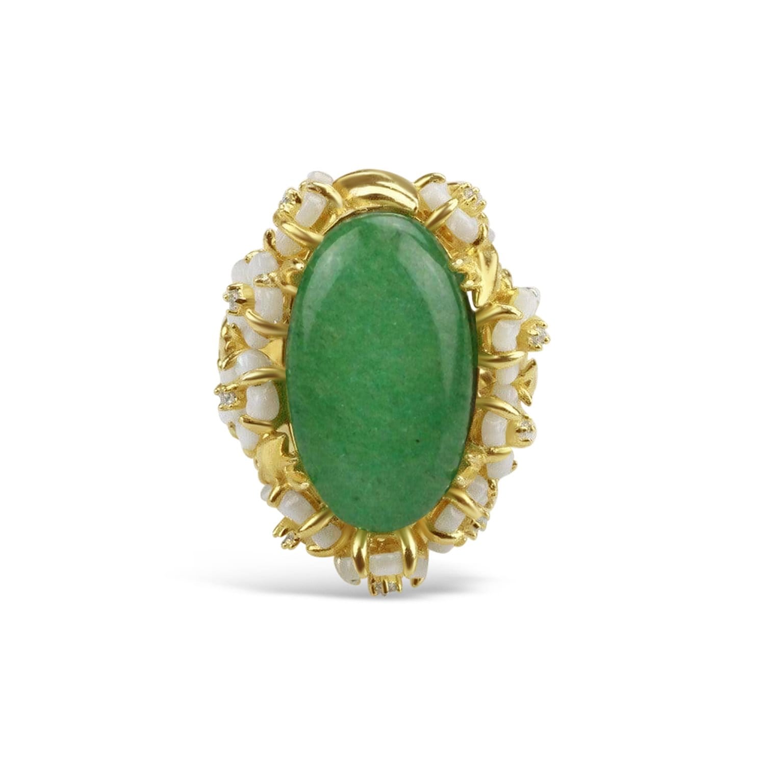 Gold Plated Green Aventurine Cocktail Ring