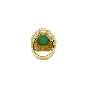 Gold Plated Green Aventurine Cocktail Ring