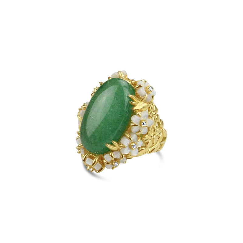 Gold Plated Green Aventurine Cocktail Ring