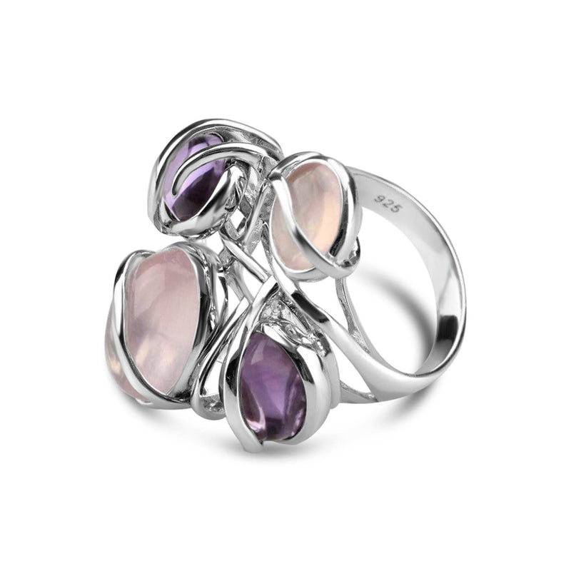 White Gold Plated Multiple Stone Cocktail Ring