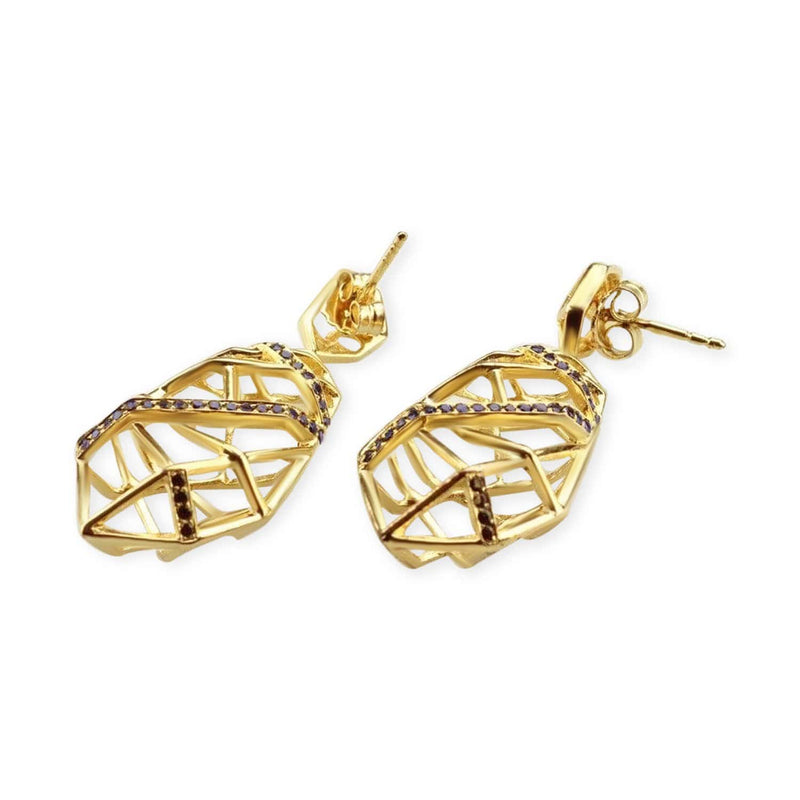 Gold Plated Crossover Quartz Earrings
