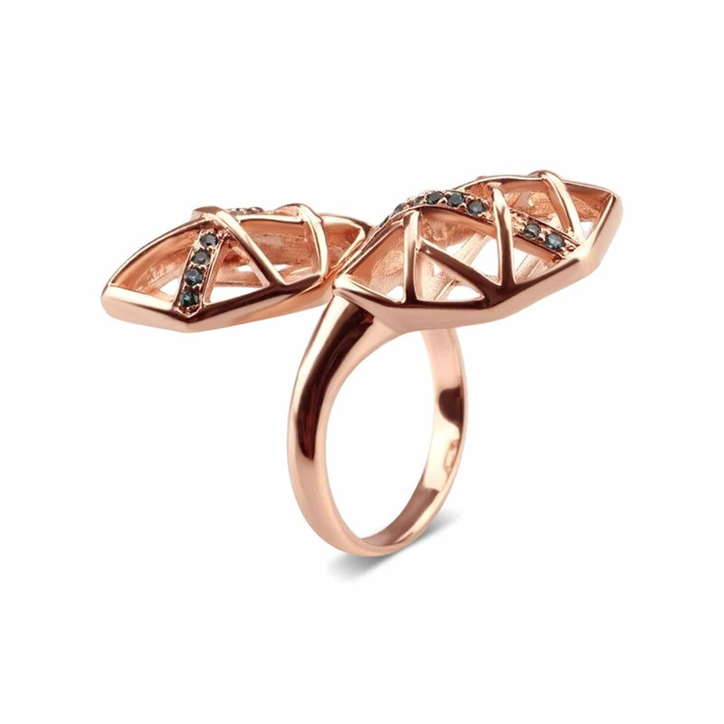 Rose Gold Plated Topaz Helical Ring