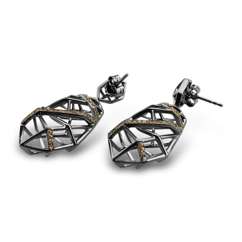 Rhodium Plated Citrine Crossover Earrings