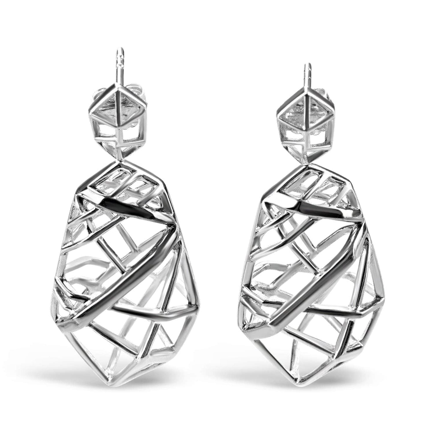 White Gold Plated Crossover Earrings