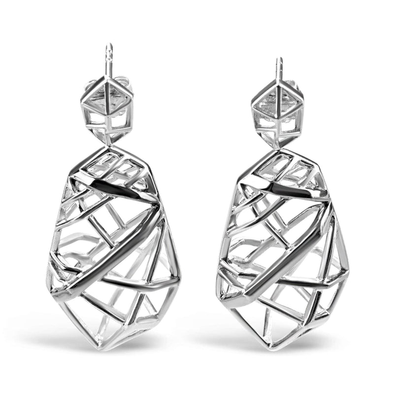 White Gold Plated Crossover Earrings