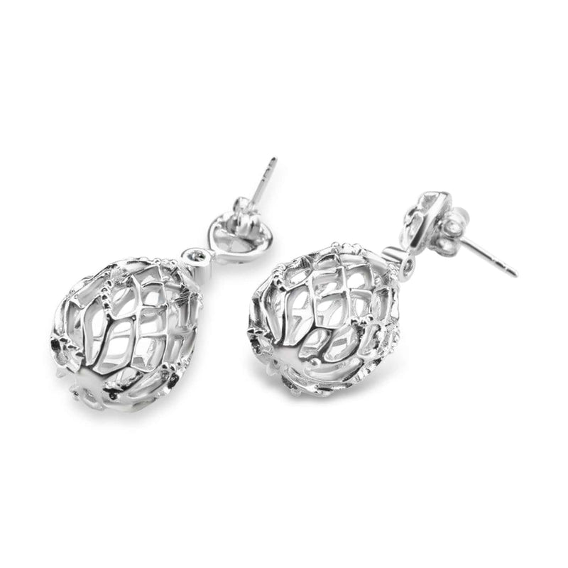 White Gold Plated Hive Earrings