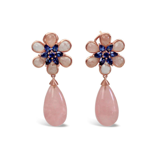 Gold Plated Quartz Flower Earrings