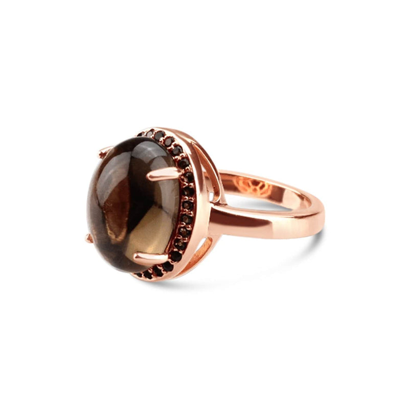 Rose Gold Plated Quartz Oval Ring
