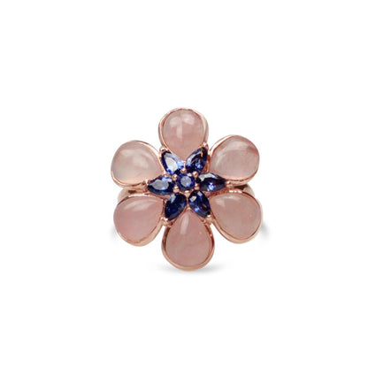 Gold Plated Quartz Flower Ring