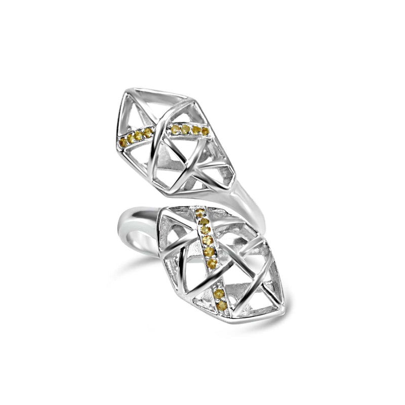 White Gold Plated Citrine Helical Ring