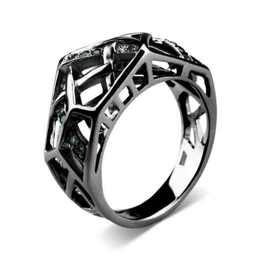 Rhodium Plated Crossover Topaz Ring